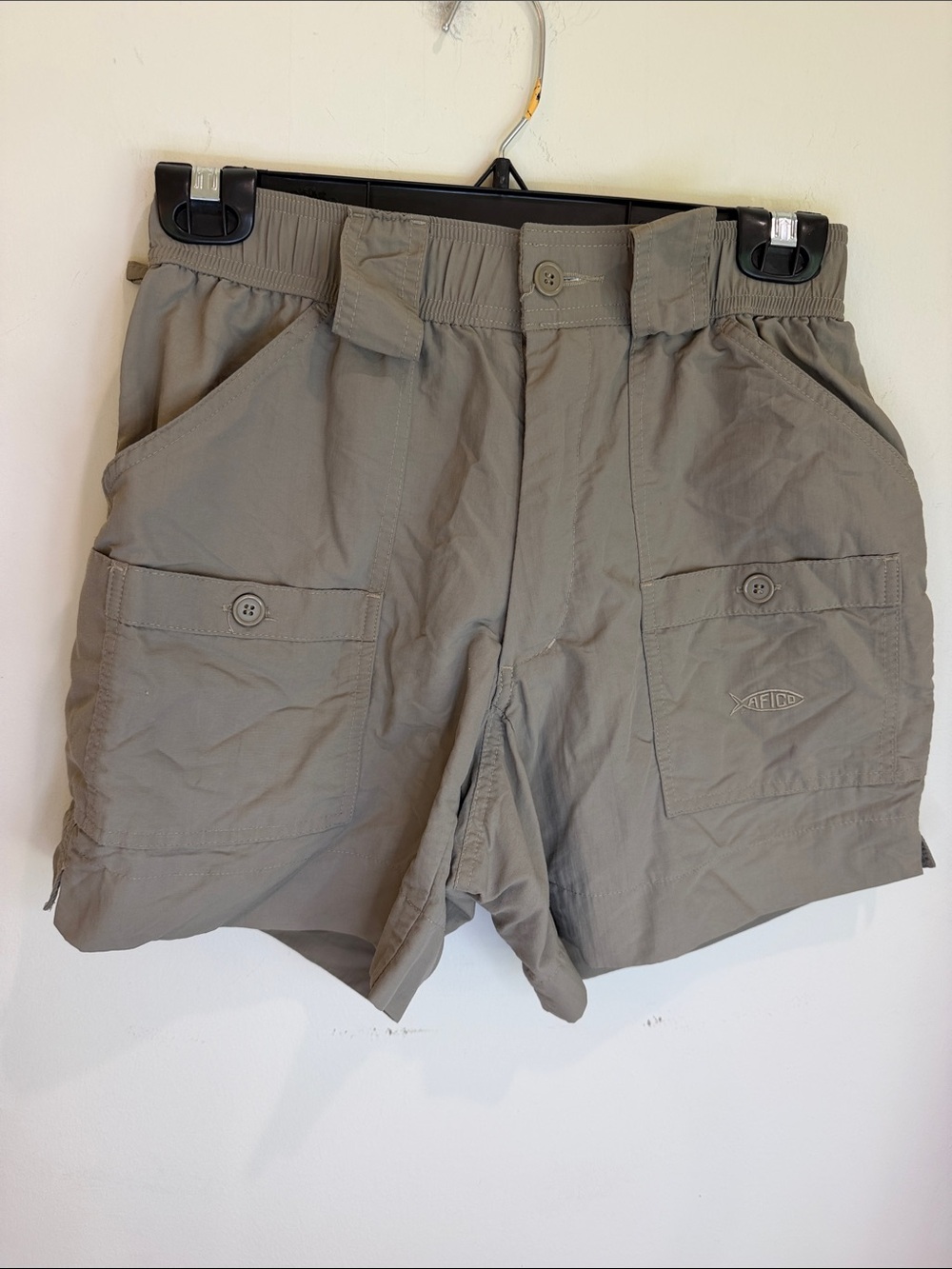 AFTCO Men's Khaki Cargo Shorts, 28